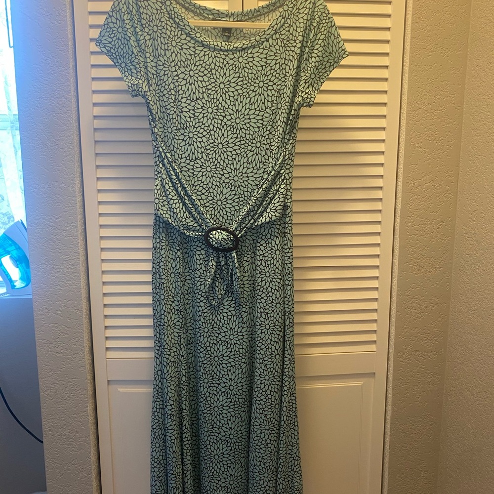 Teal Patterned Mid-length dress